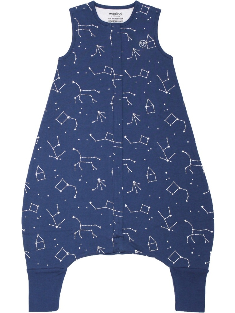 4 Season Sleep Bag with Feet, Merino Wool & Organic Cotton, Night Sky 18-36M